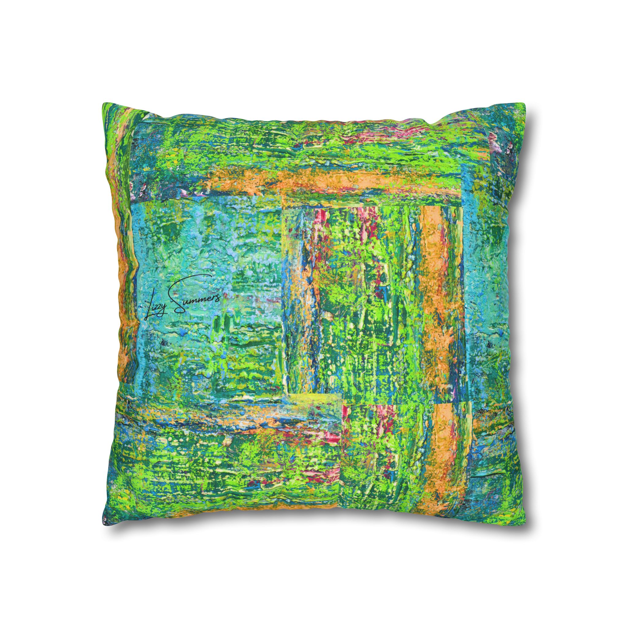 Abstract Canvas Pillowcase — Shimmering Neon Green - Image 8