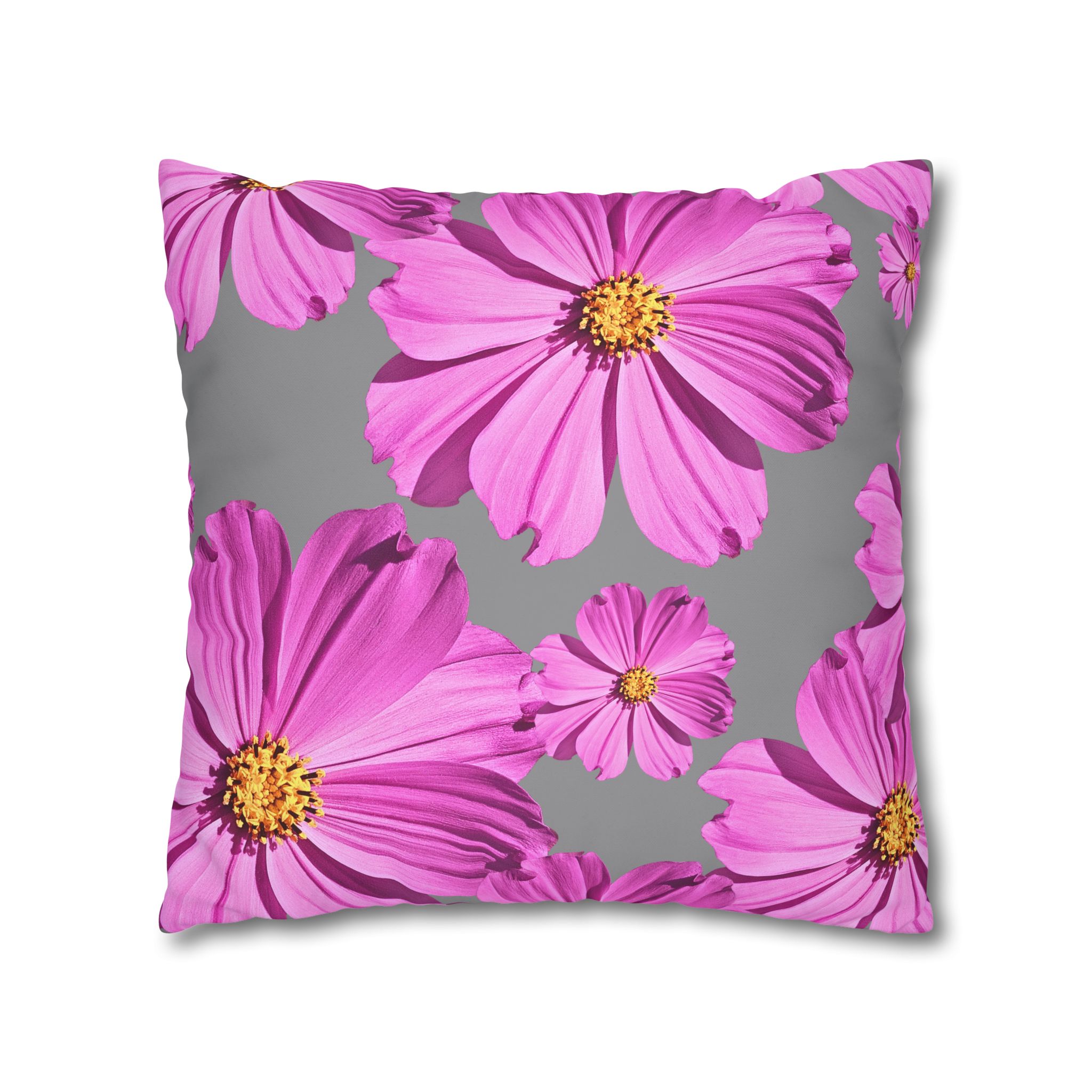 Floral Canvas Pillowcase — Pink Cosmos on grey - Image 13