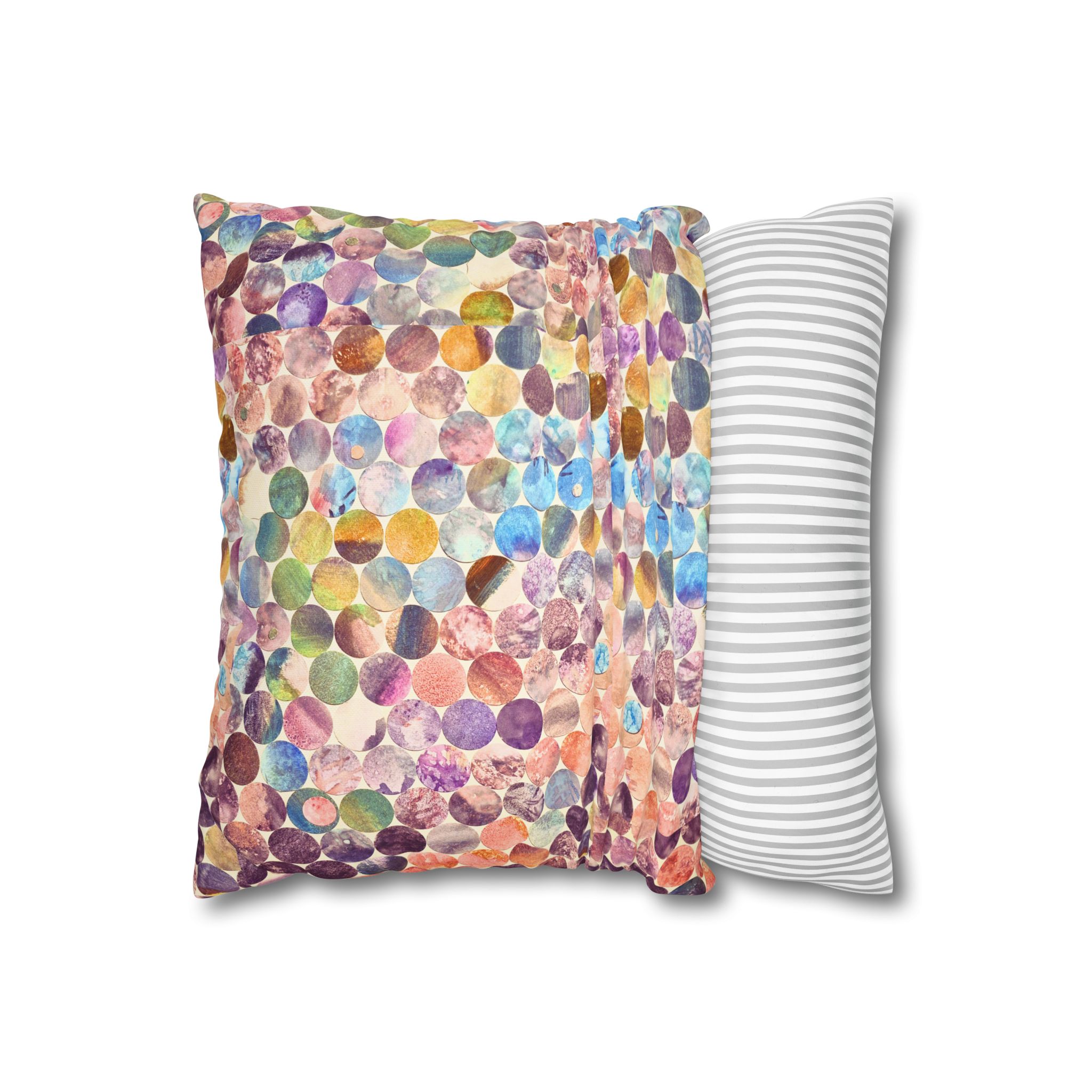 Canvas Square Pillowcase —Multicolored Paper Dots - Image 2