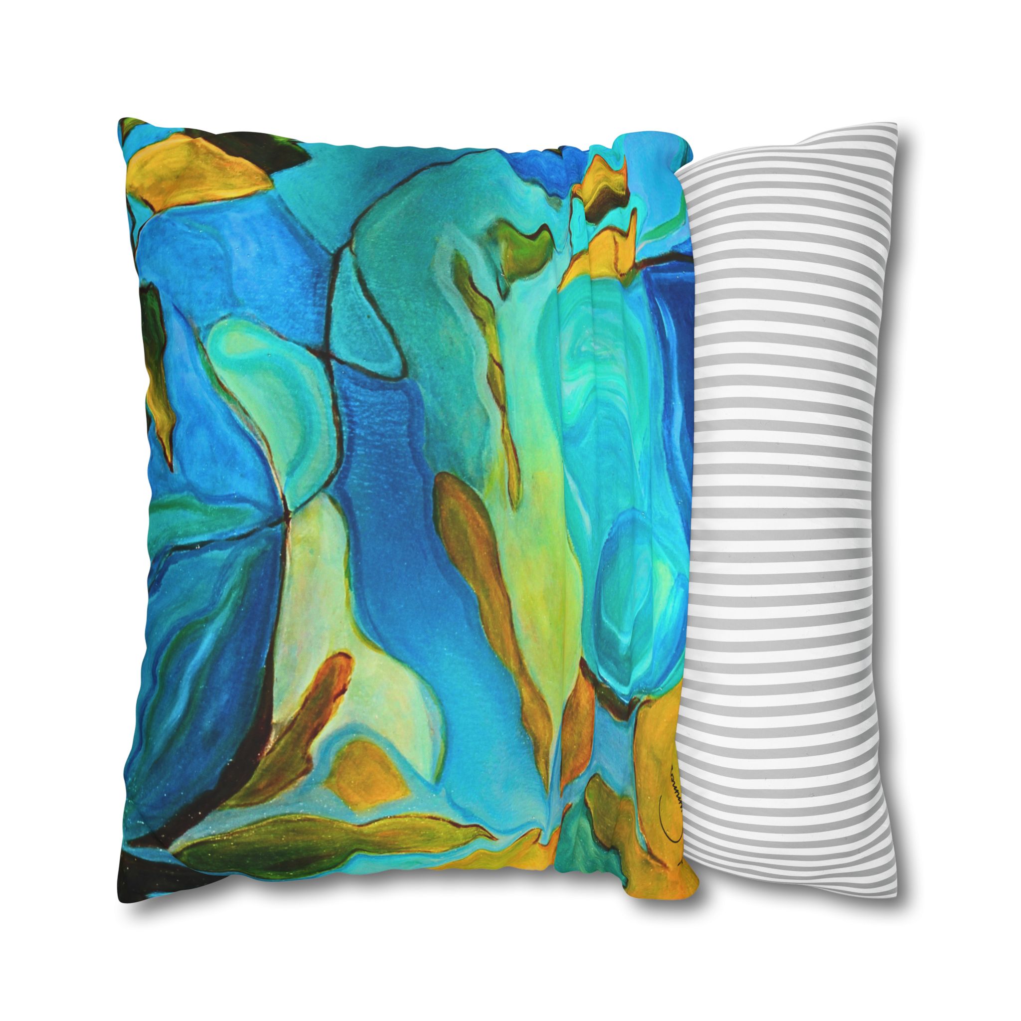 Canvas Pillowcase —River Muse Yellow, Blue and Green - Image 22