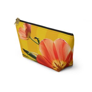 Accessory Pouch w T-bottom Tulips on Yellow