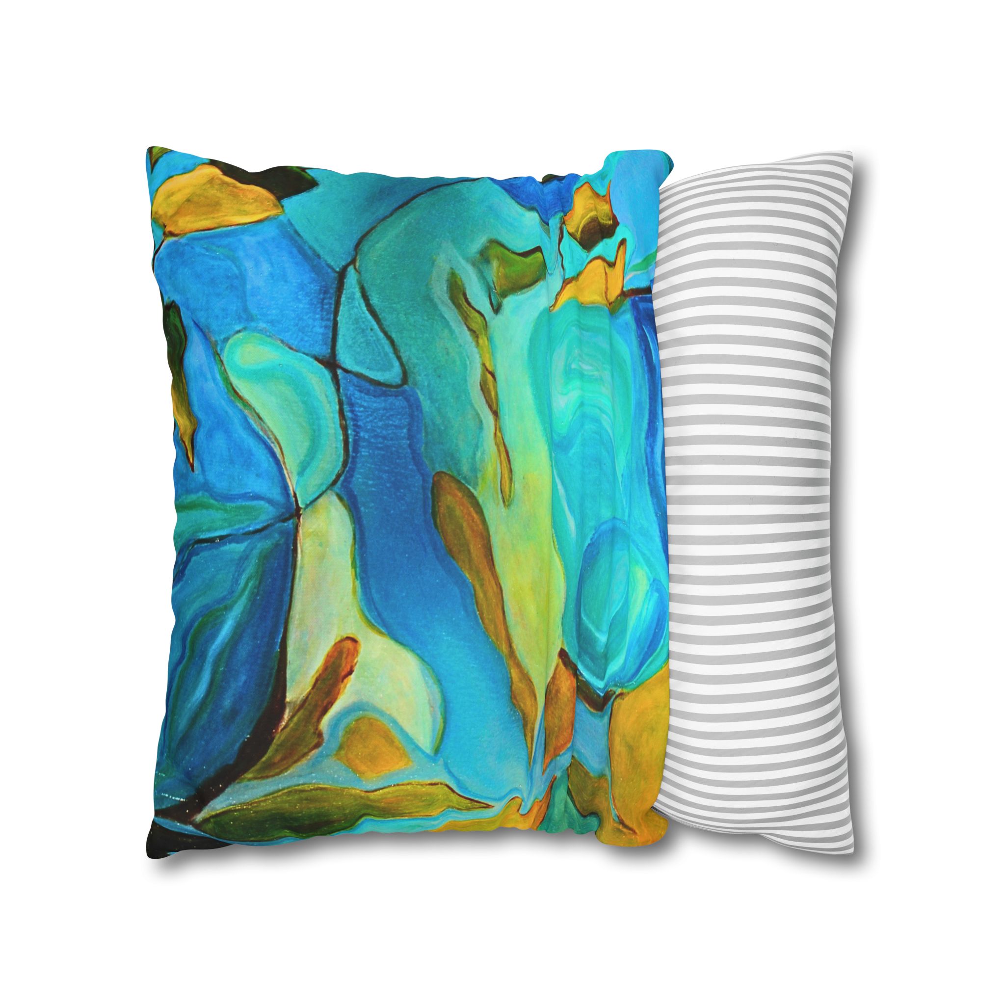Canvas Pillowcase —River Muse Yellow, Blue and Green - Image 14