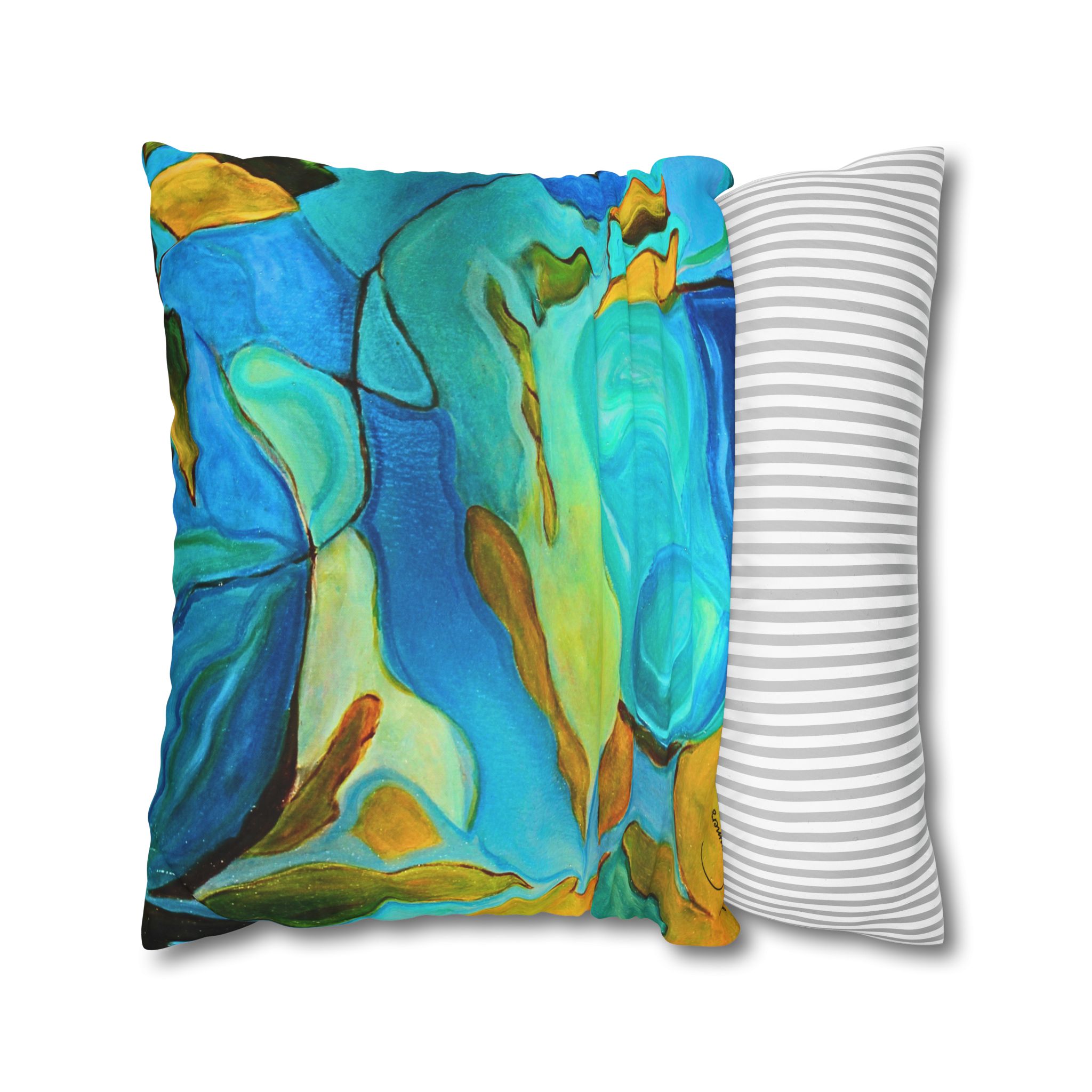 Canvas Pillowcase —River Muse Yellow, Blue and Green - Image 17