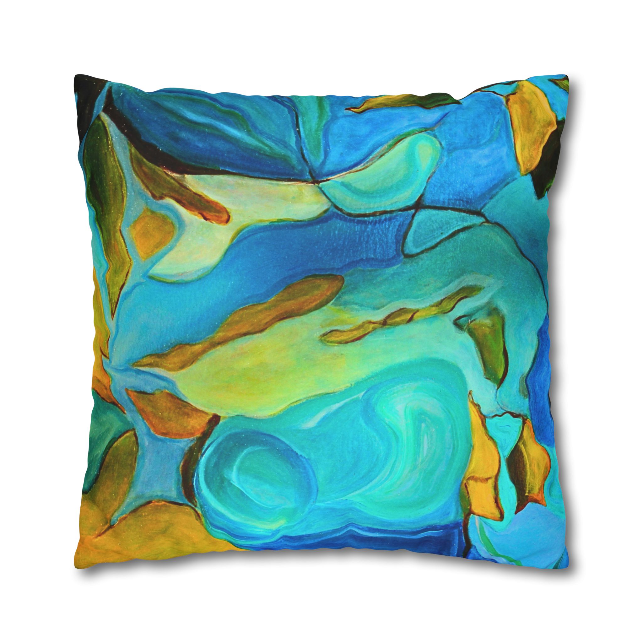 Canvas Pillowcase —River Muse Yellow, Blue and Green - Image 23