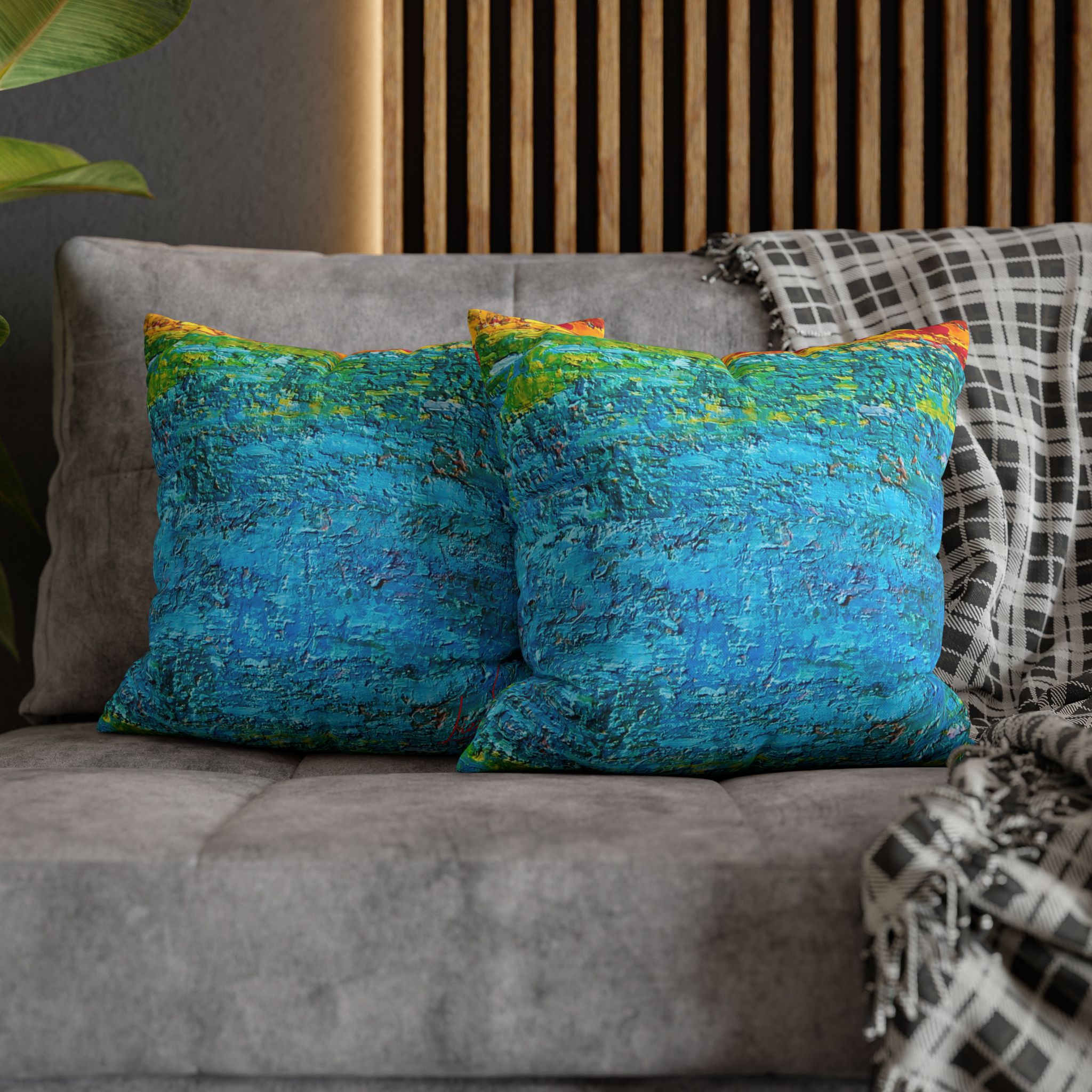 Abstract Canvas Pillowcase —Painted Blue Heavy Texture - Image 6