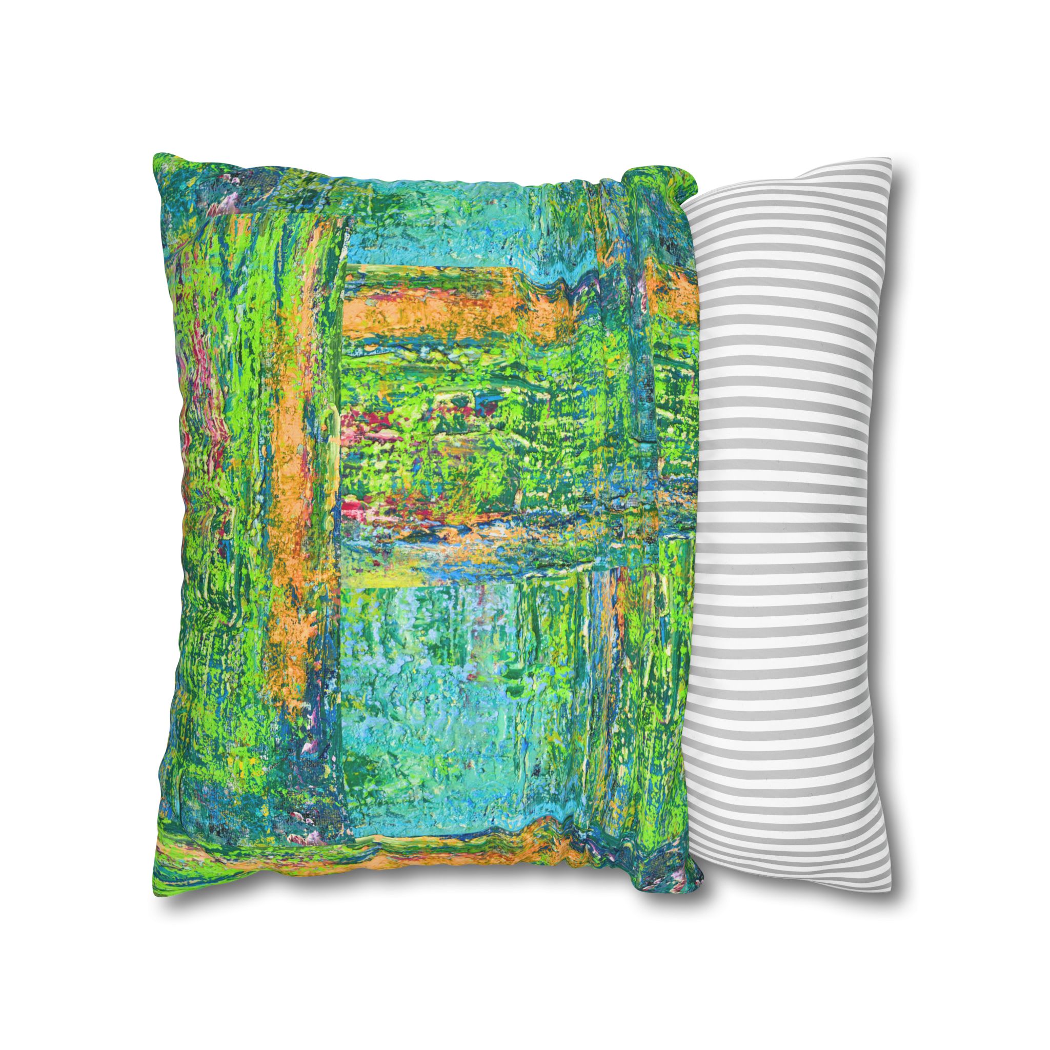 Abstract Canvas Pillowcase — Shimmering Neon Green - Image 13