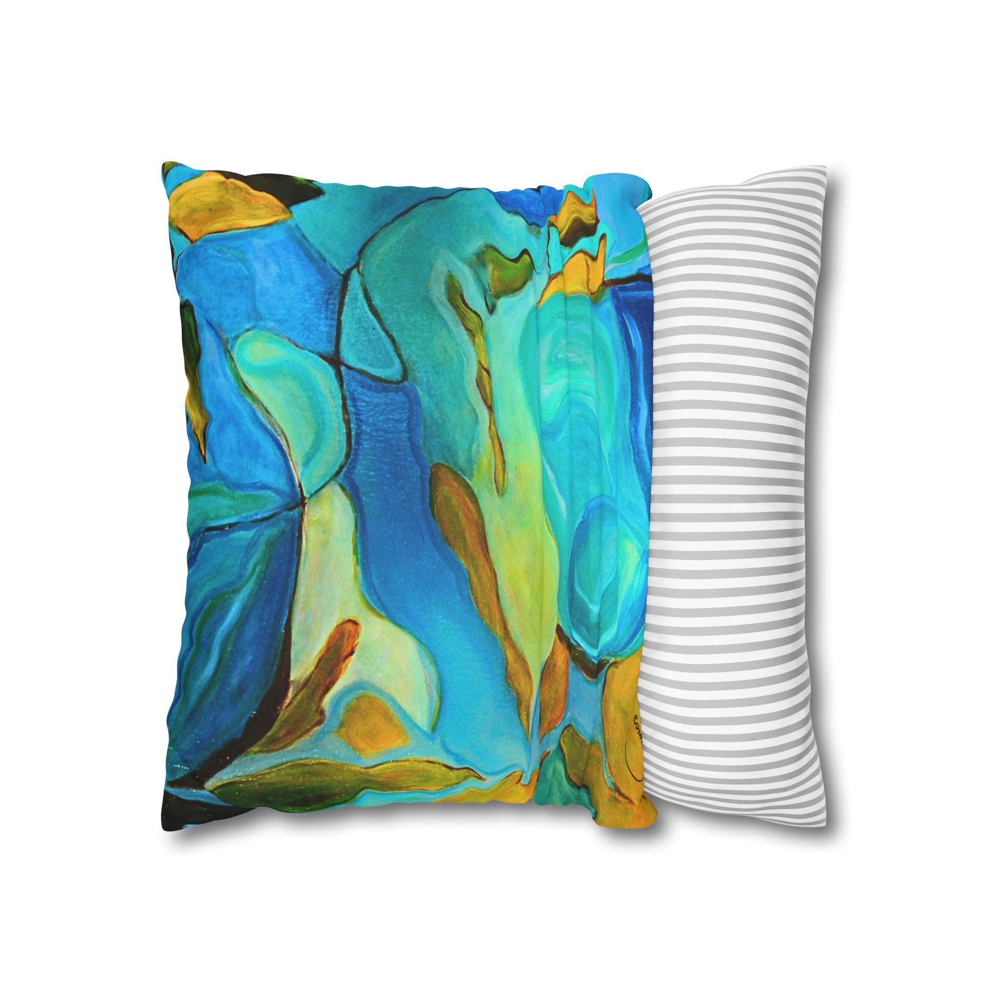 Canvas Pillowcase —River Muse Yellow, Blue and Green - Image 7