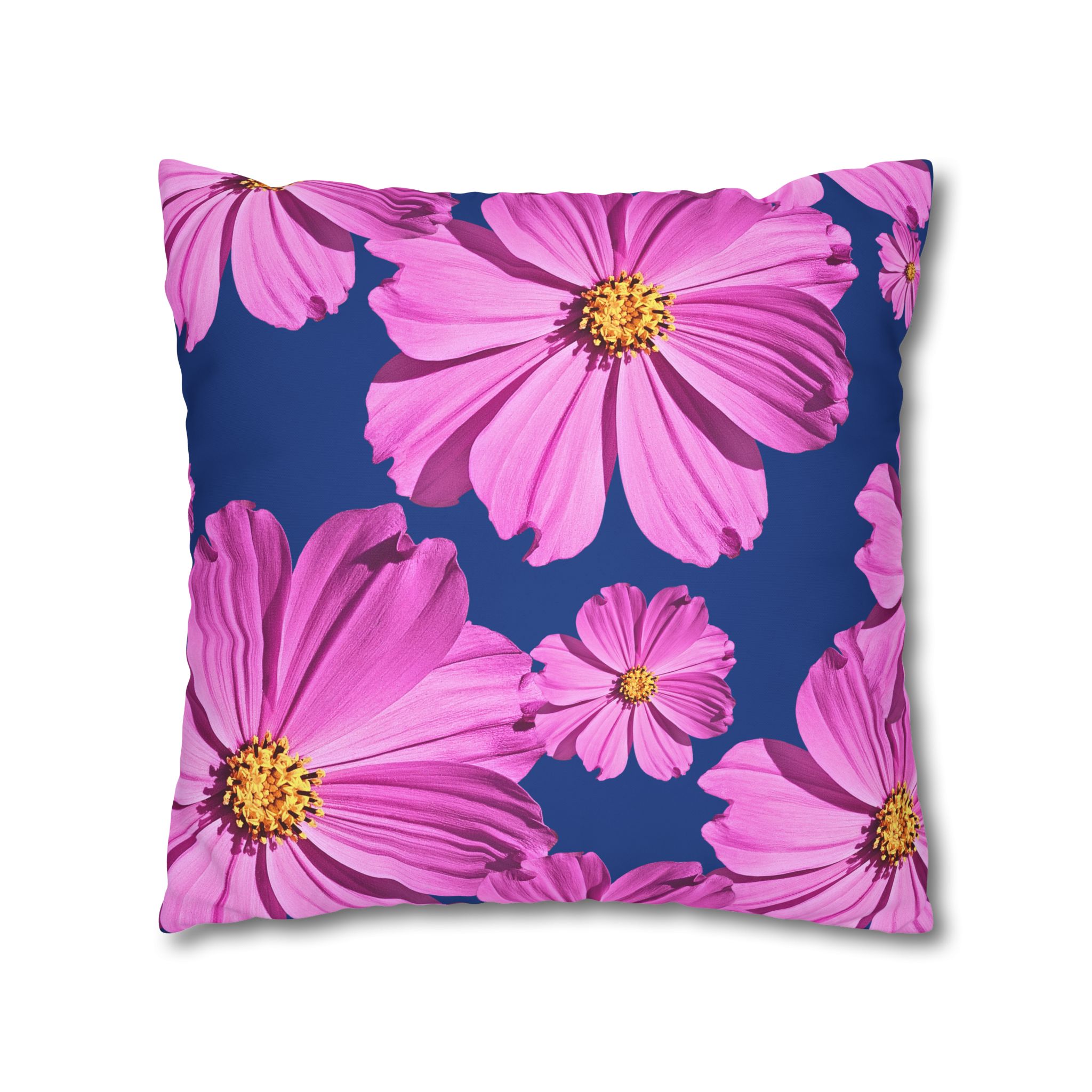 Floral Canvas Pillowcase — Pink Cosmos on blue - Image 13
