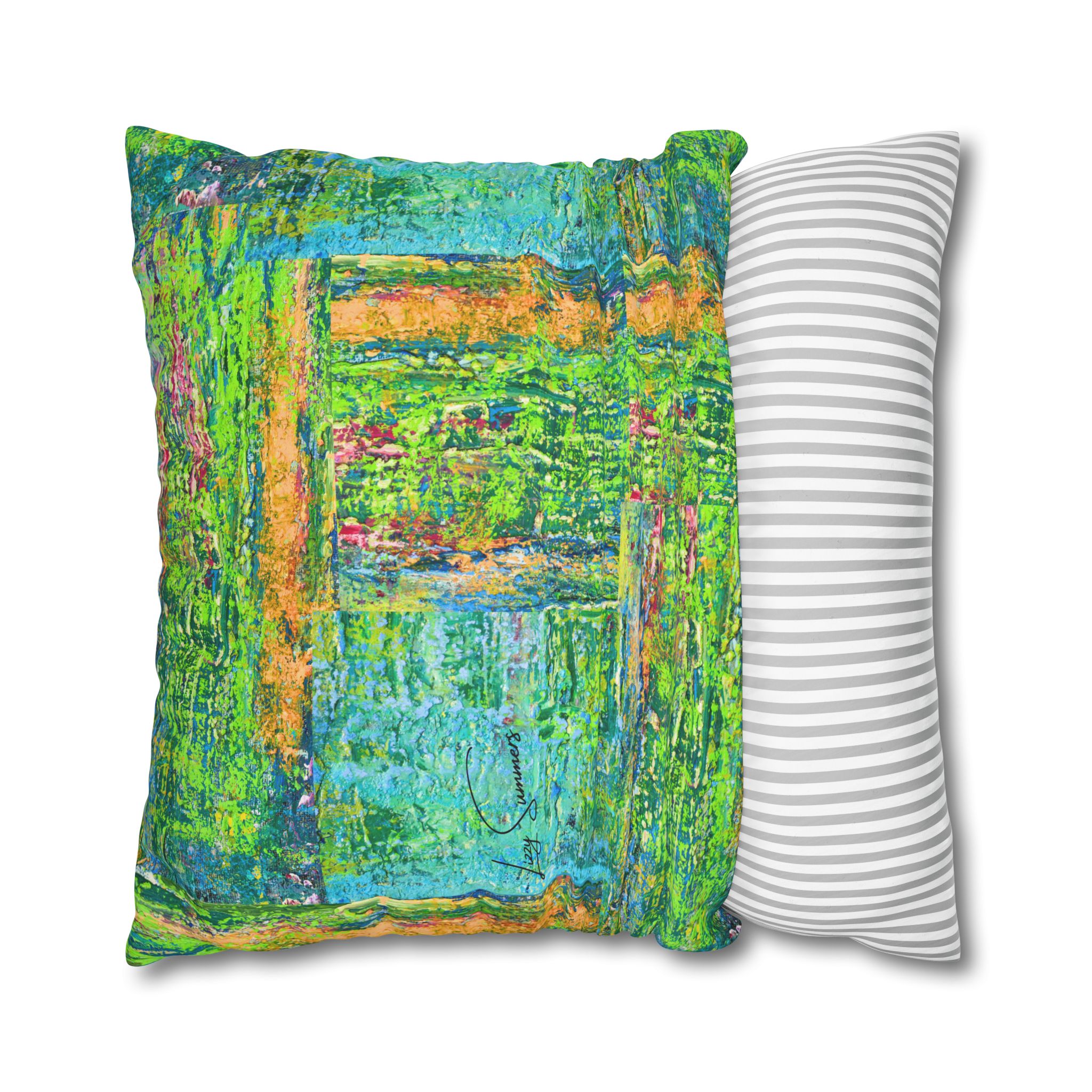 Abstract Canvas Pillowcase — Shimmering Neon Green - Image 27