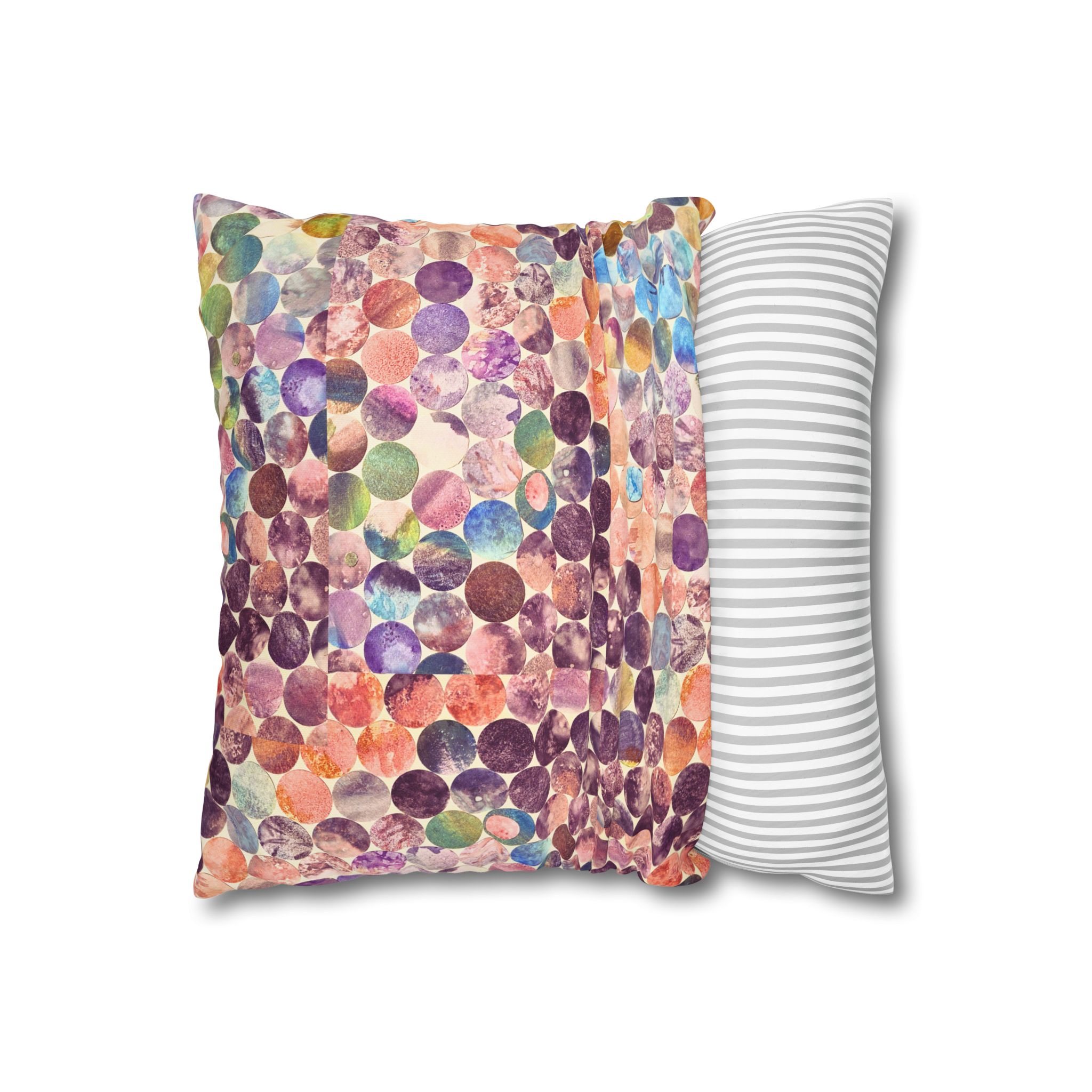 Canvas Square Pillowcase —Multicolored Paper Dots - Image 3