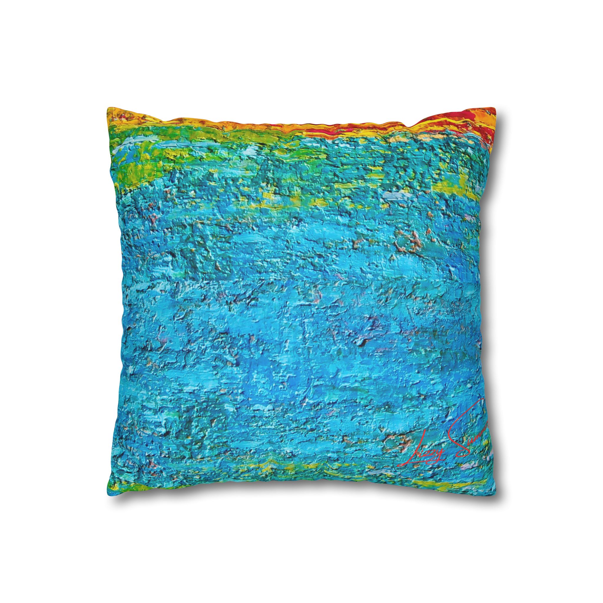 Abstract Canvas Pillowcase —Painted Blue Heavy Texture