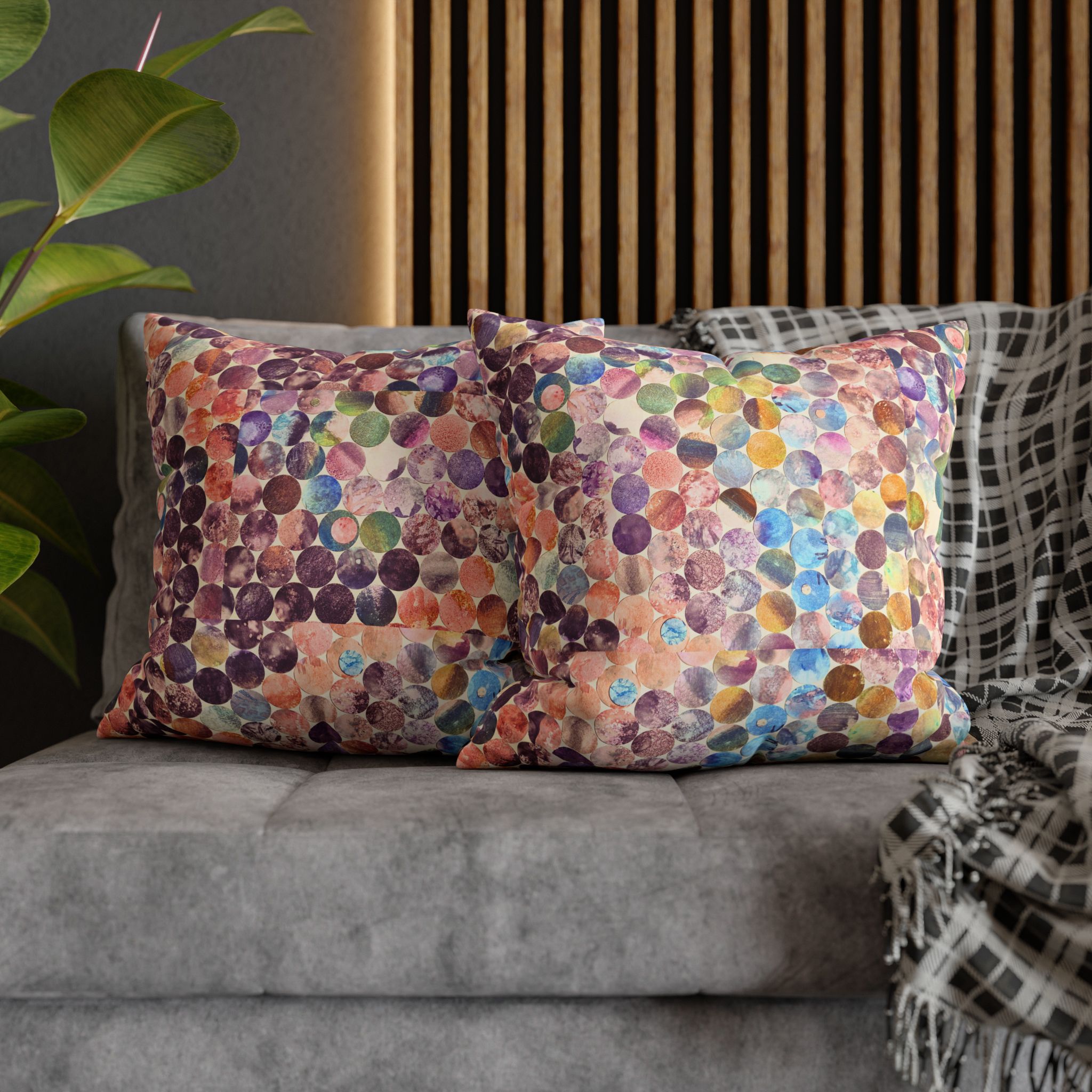 Canvas Square Pillowcase —Multicolored Paper Dots - Image 16