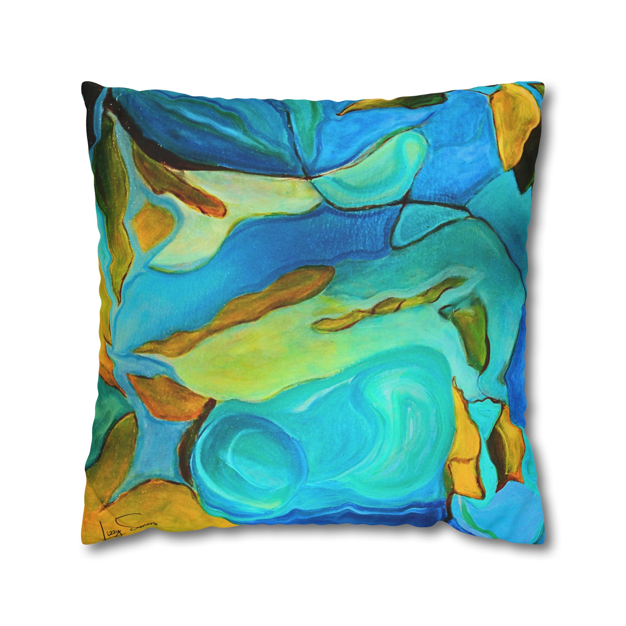 Canvas Pillowcase —River Muse Yellow, Blue and Green - Image 20