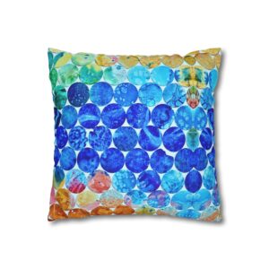 Canvas Square Pillowcase —Blue and Yellow Paper Dots