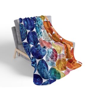 Colorful Fleece Sherpa Blanket - Cozy Vibrant Blue and Orange Circles