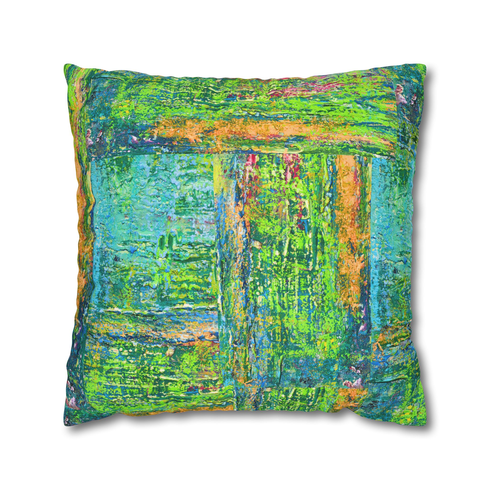 Abstract Canvas Pillowcase — Shimmering Neon Green - Image 22