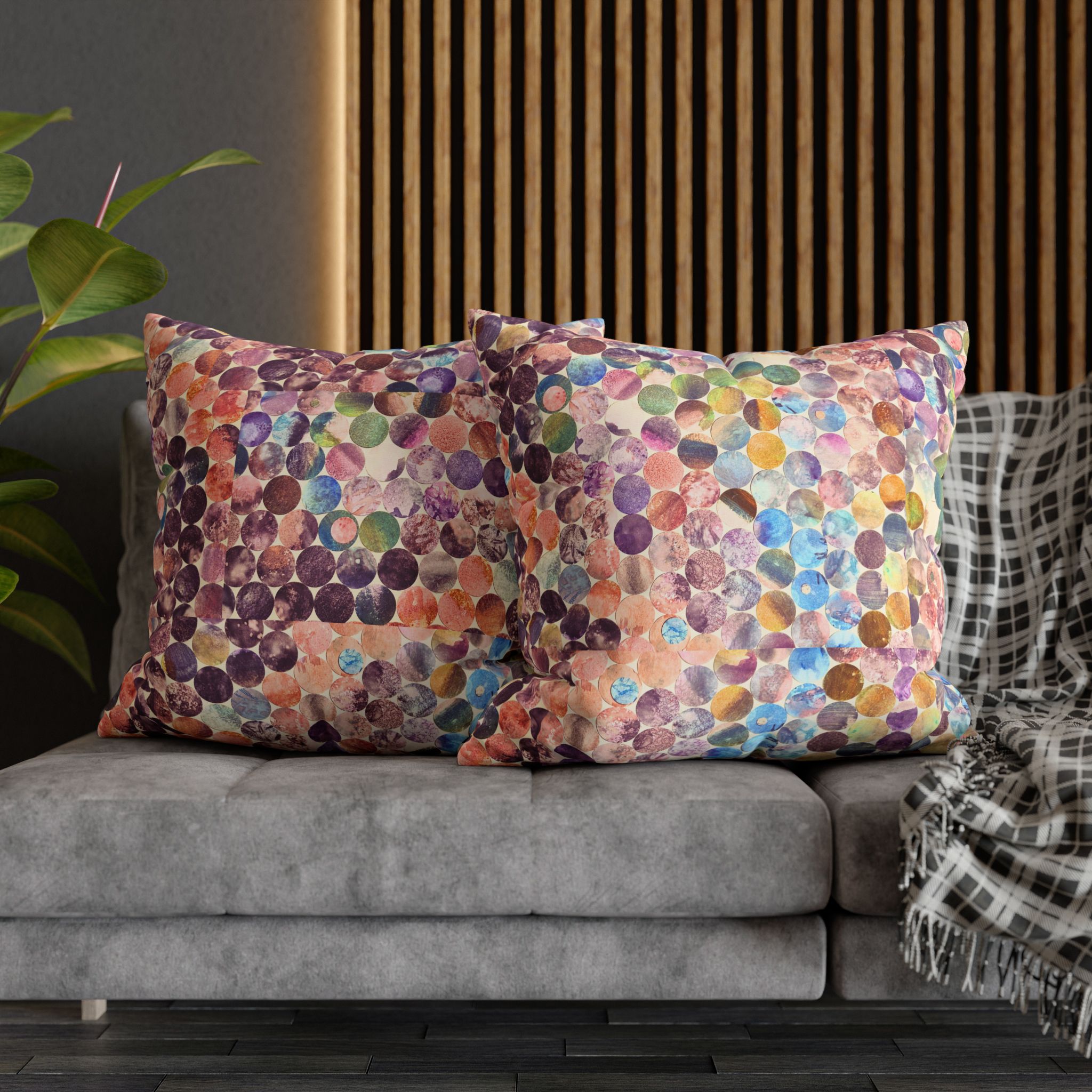 Canvas Square Pillowcase —Multicolored Paper Dots - Image 26