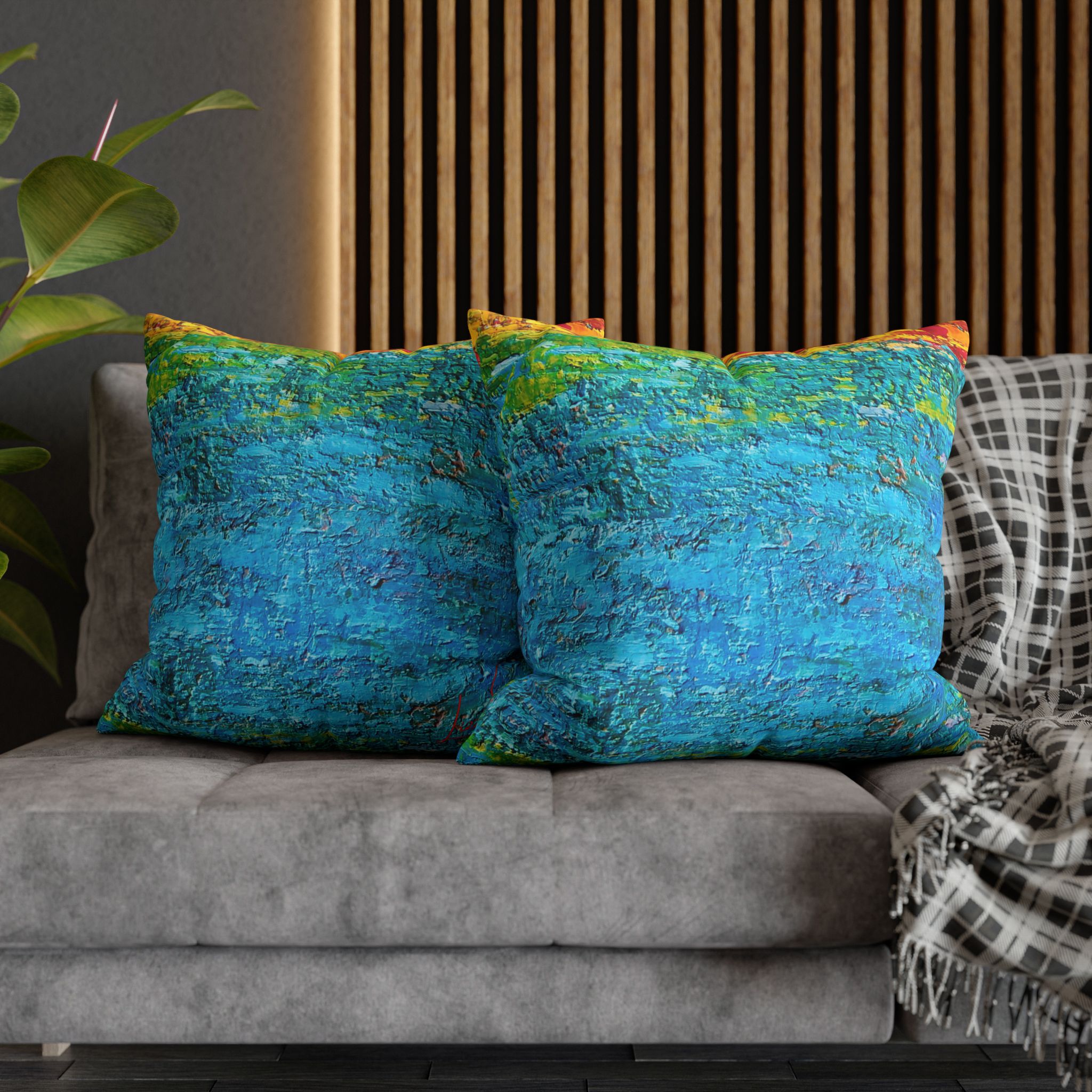 Abstract Canvas Pillowcase —Painted Blue Heavy Texture - Image 21