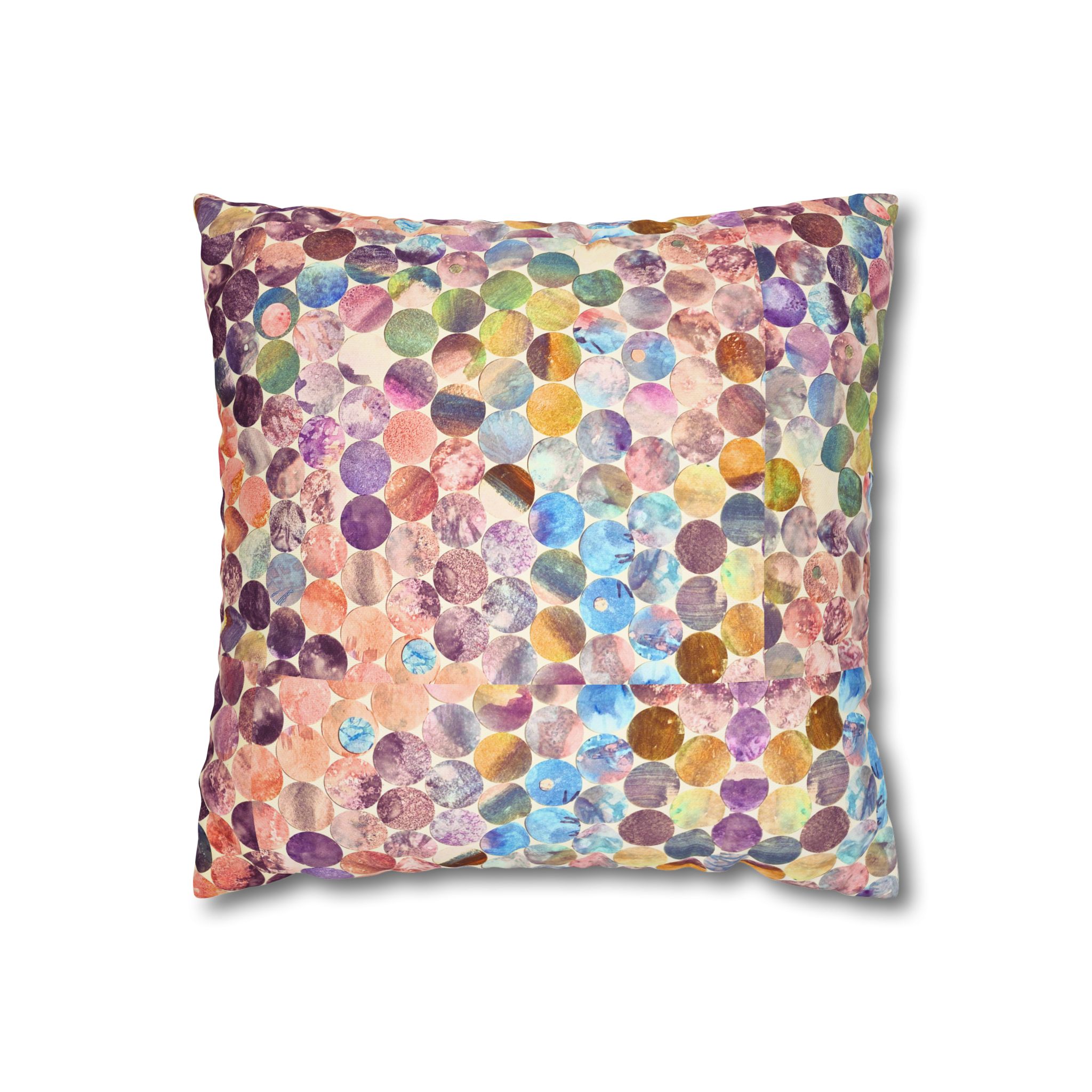 Canvas Square Pillowcase —Multicolored Paper Dots - Image 4