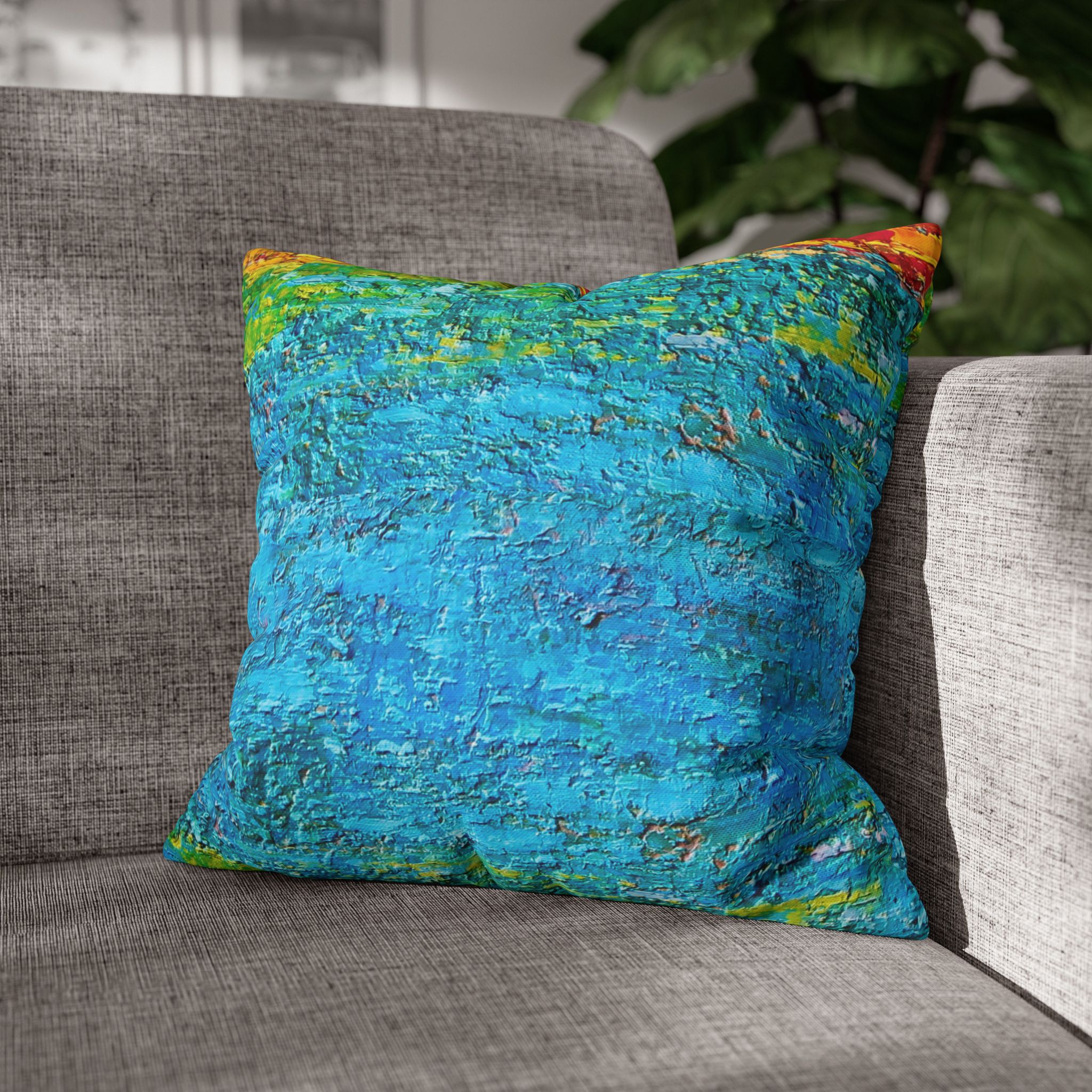Abstract Canvas Pillowcase —Painted Blue Heavy Texture - Image 5