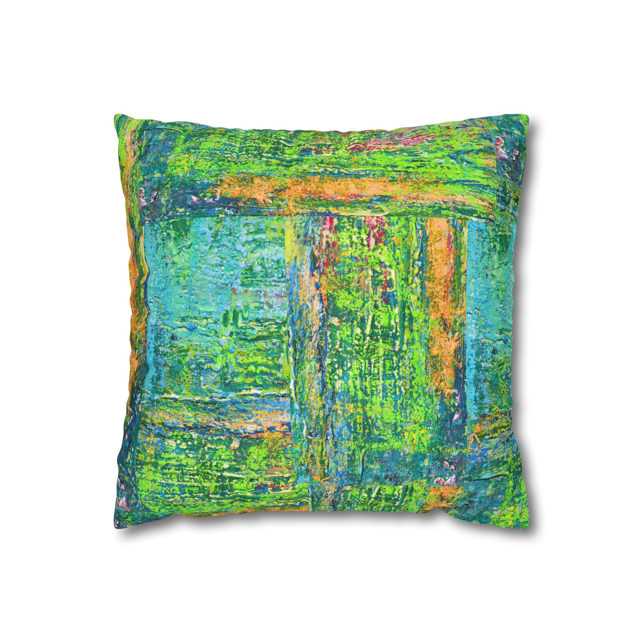 Abstract Canvas Pillowcase — Shimmering Neon Green - Image 4