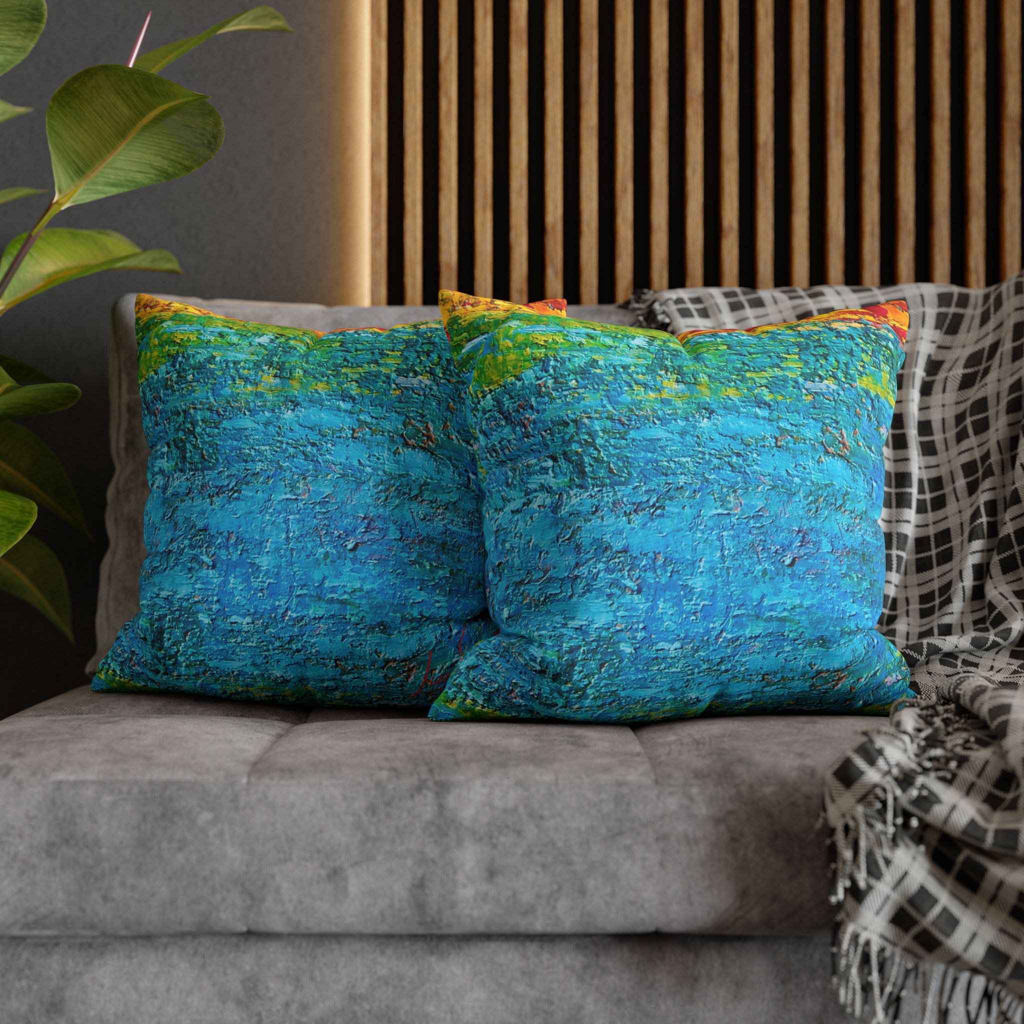 Abstract Canvas Pillowcase —Painted Blue Heavy Texture - Image 16