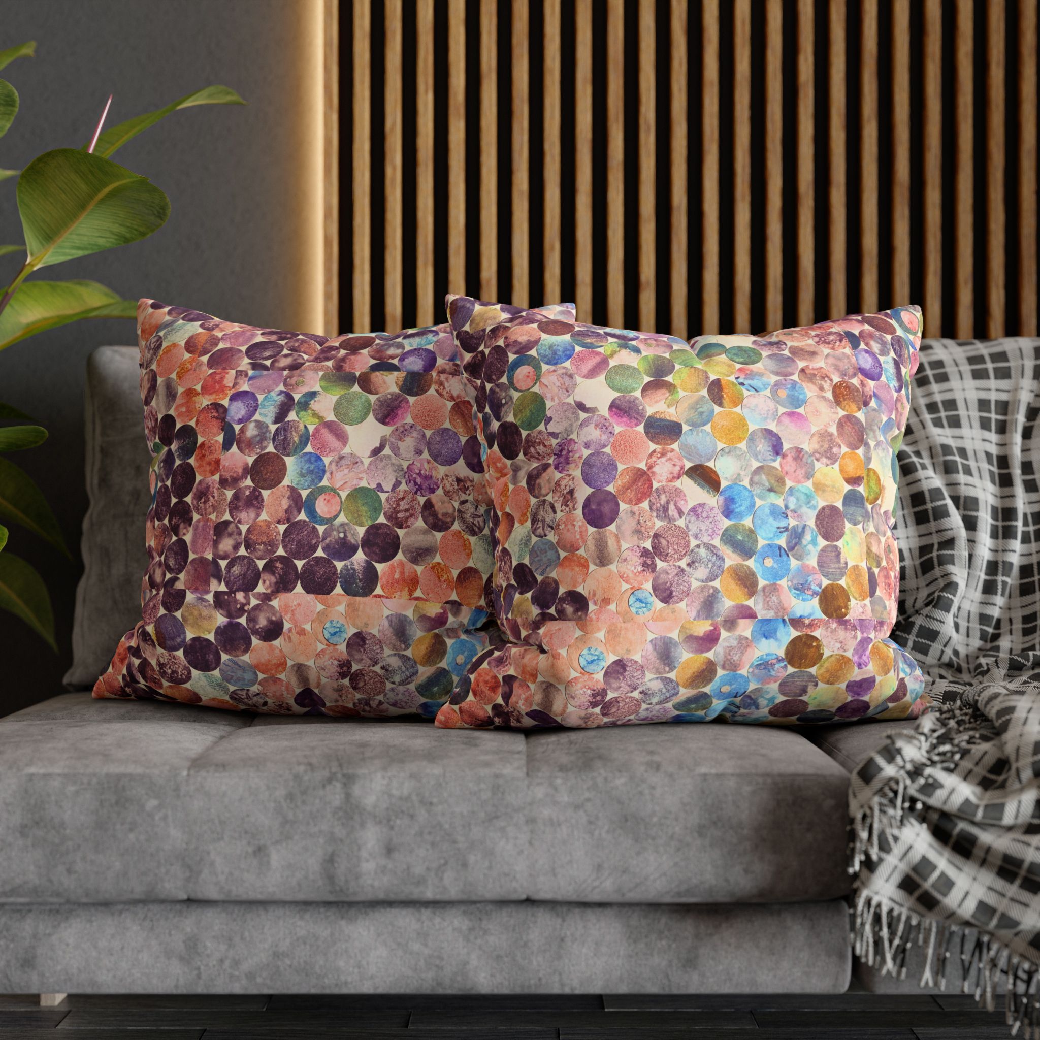 Canvas Square Pillowcase —Multicolored Paper Dots - Image 21