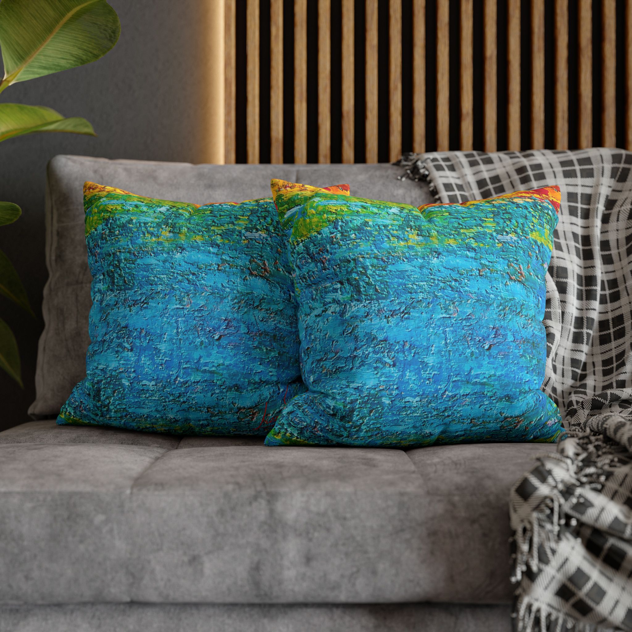 Abstract Canvas Pillowcase —Painted Blue Heavy Texture - Image 11