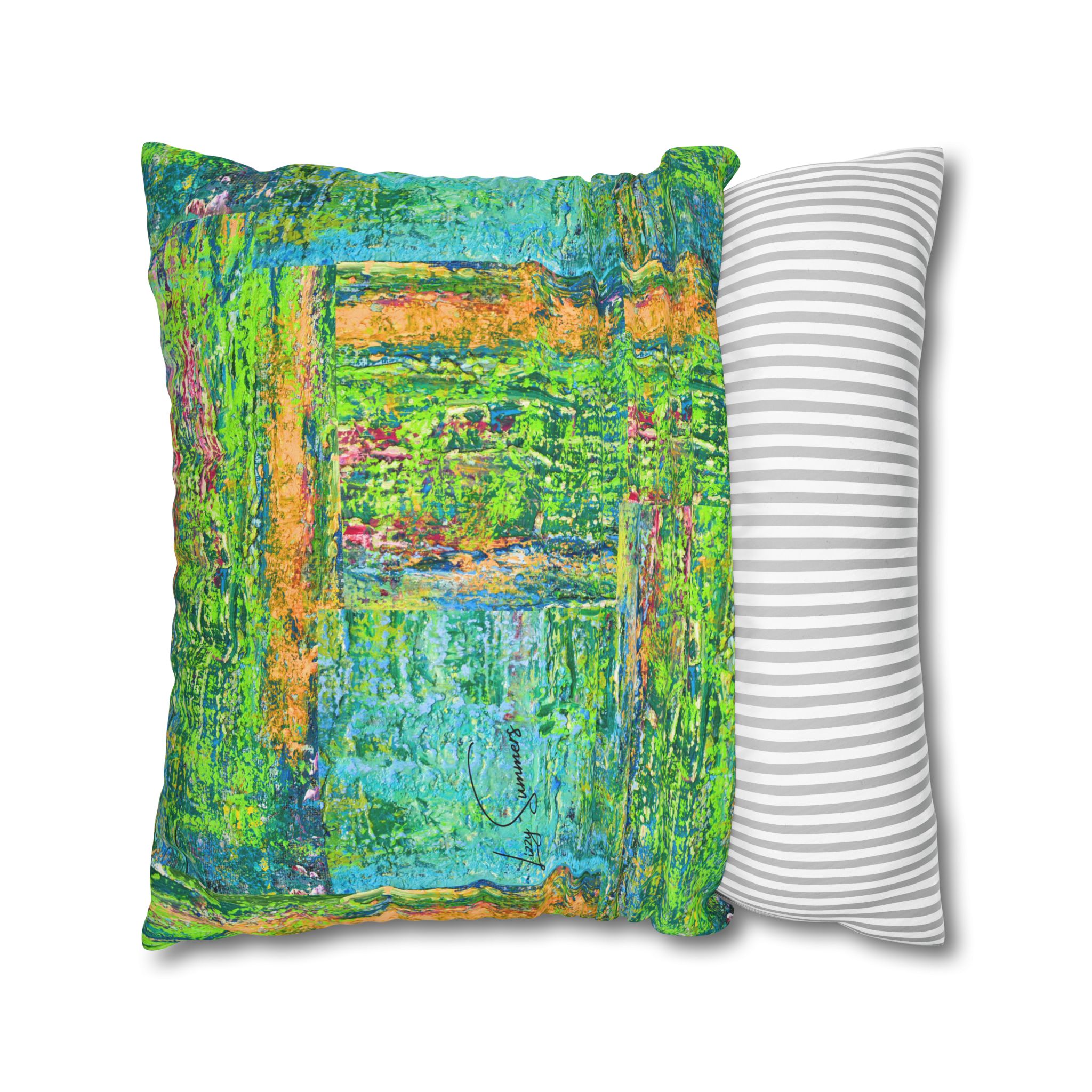 Abstract Canvas Pillowcase — Shimmering Neon Green - Image 21