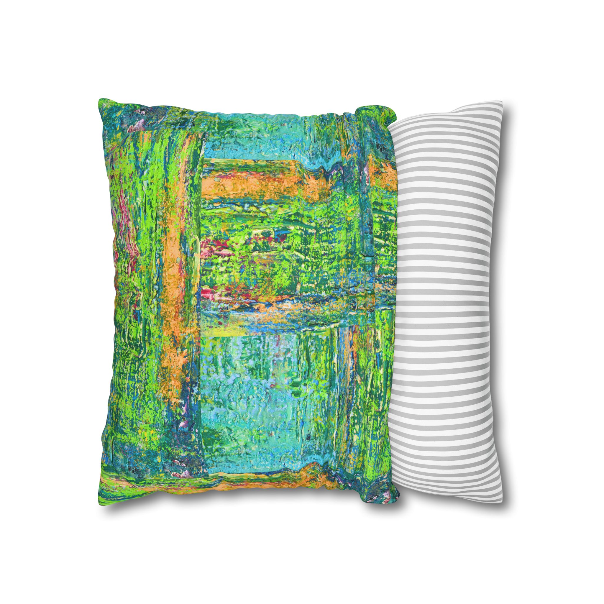 Abstract Canvas Pillowcase — Shimmering Neon Green - Image 7