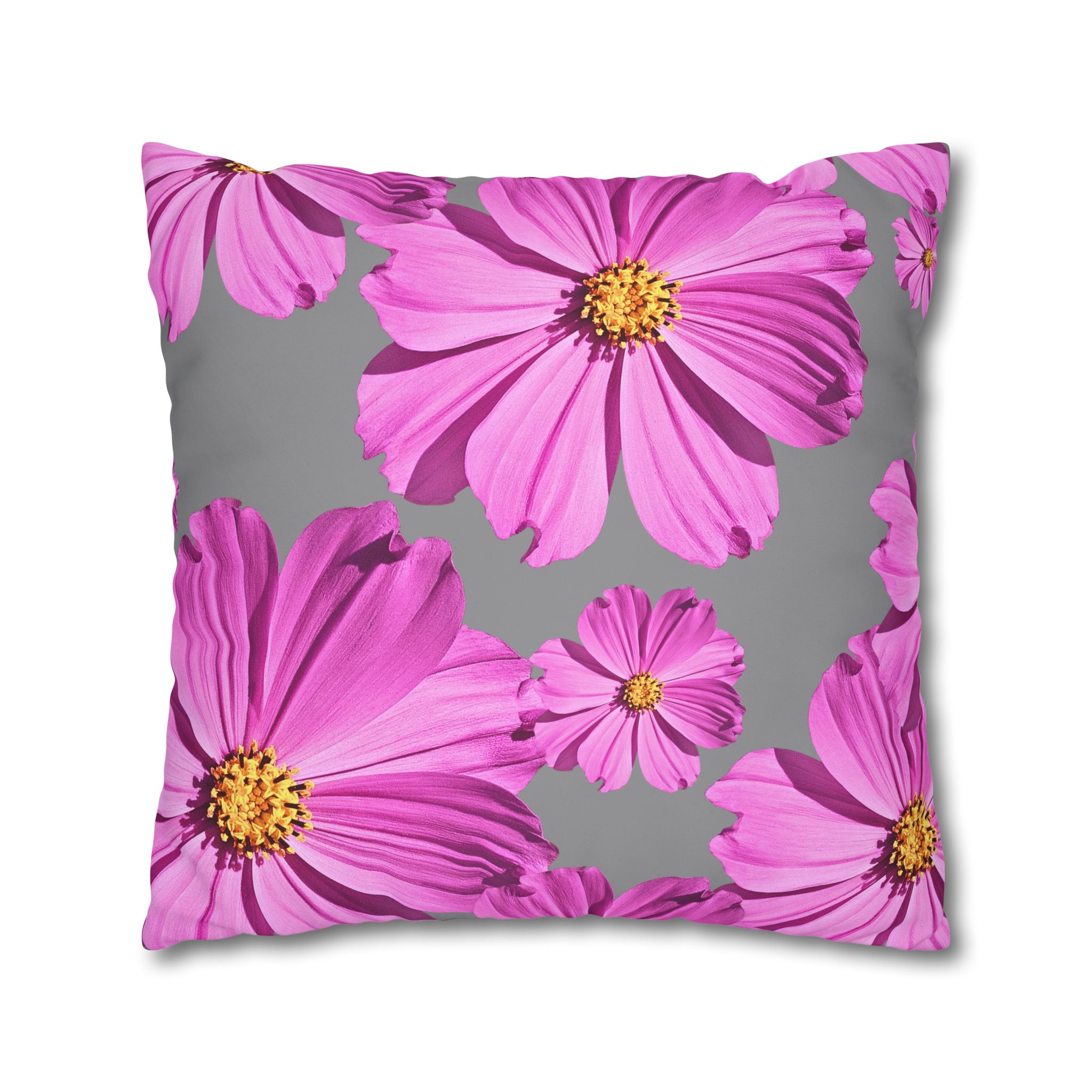 Floral Canvas Pillowcase — Pink Cosmos on grey - Image 18