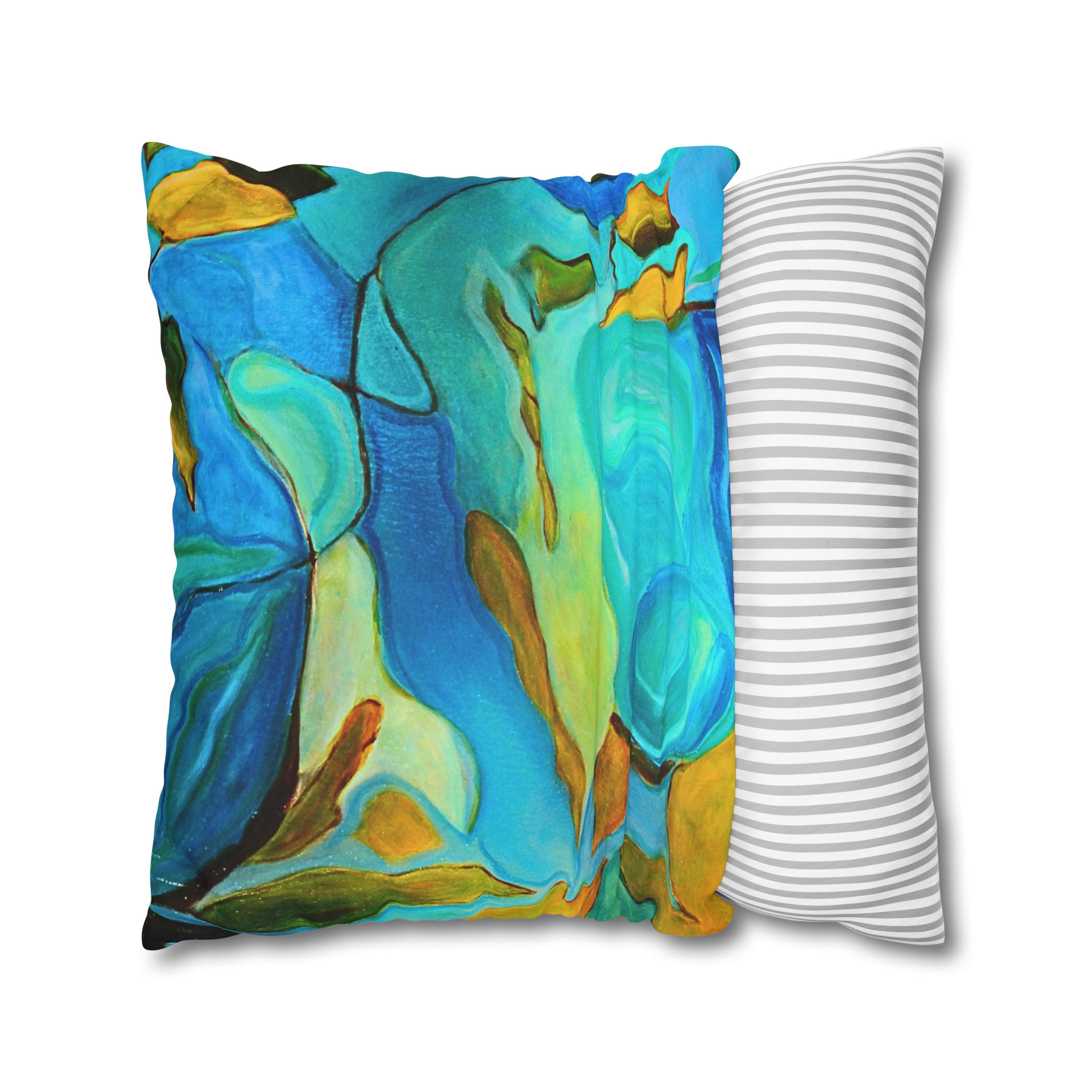 Canvas Pillowcase —River Muse Yellow, Blue and Green - Image 19