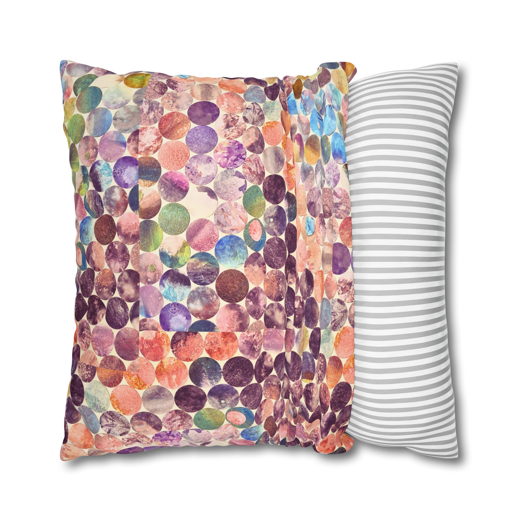 Canvas Square Pillowcase —Multicolored Paper Dots - Image 24
