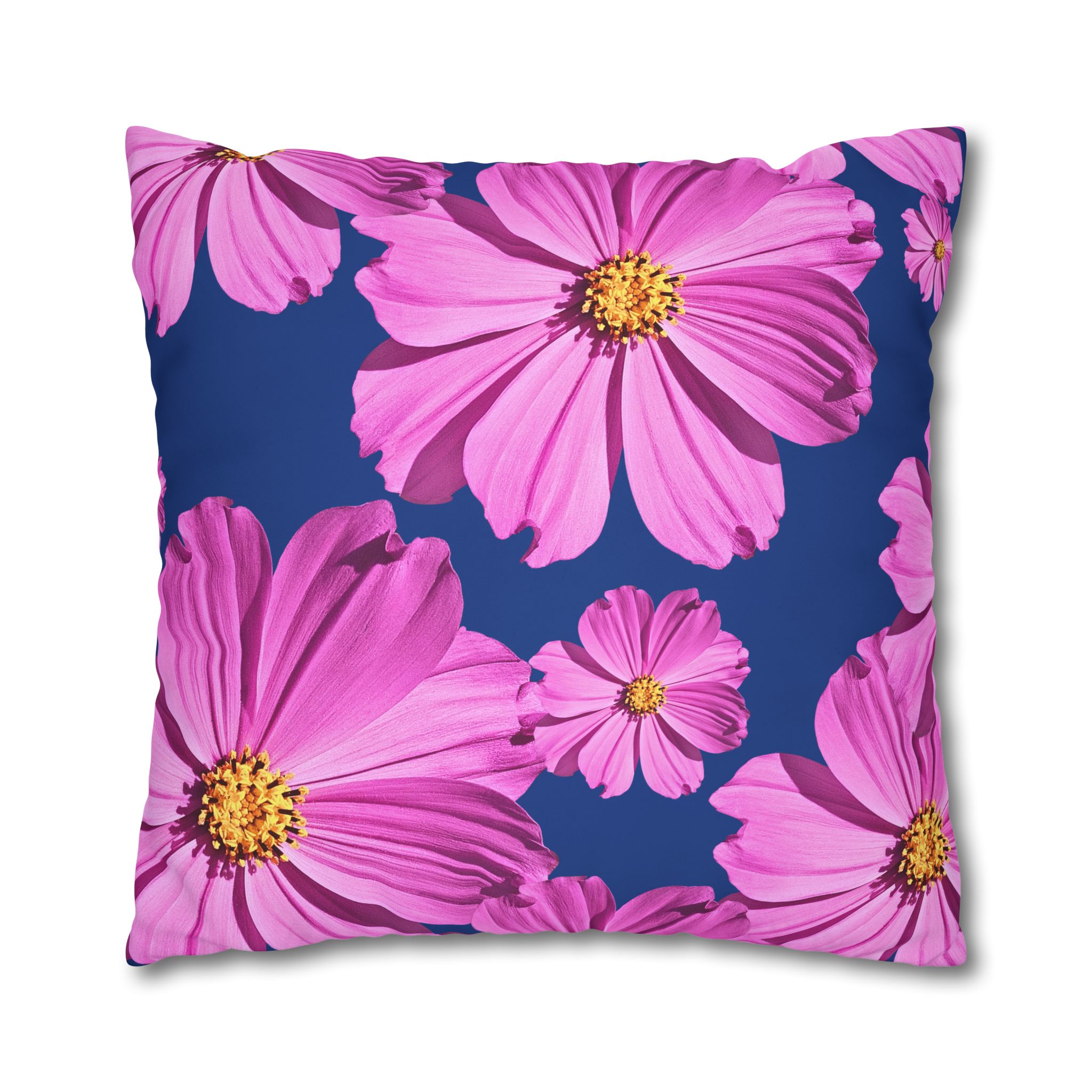 Floral Canvas Pillowcase — Pink Cosmos on blue - Image 23