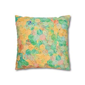 Canvas Square Pillowcase —Neon Green Paper Dots