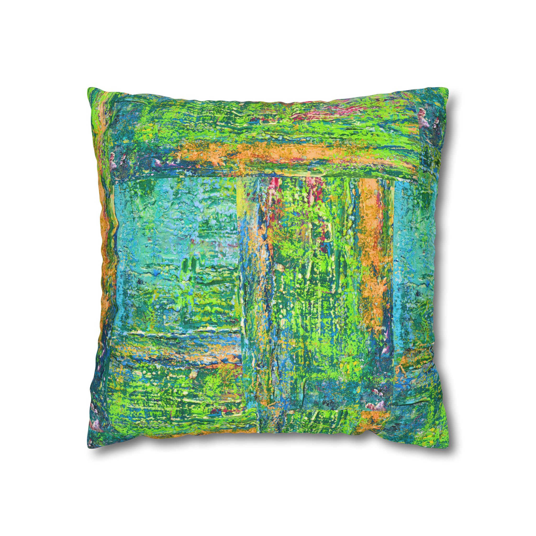 Abstract Canvas Pillowcase — Shimmering Neon Green - Image 10