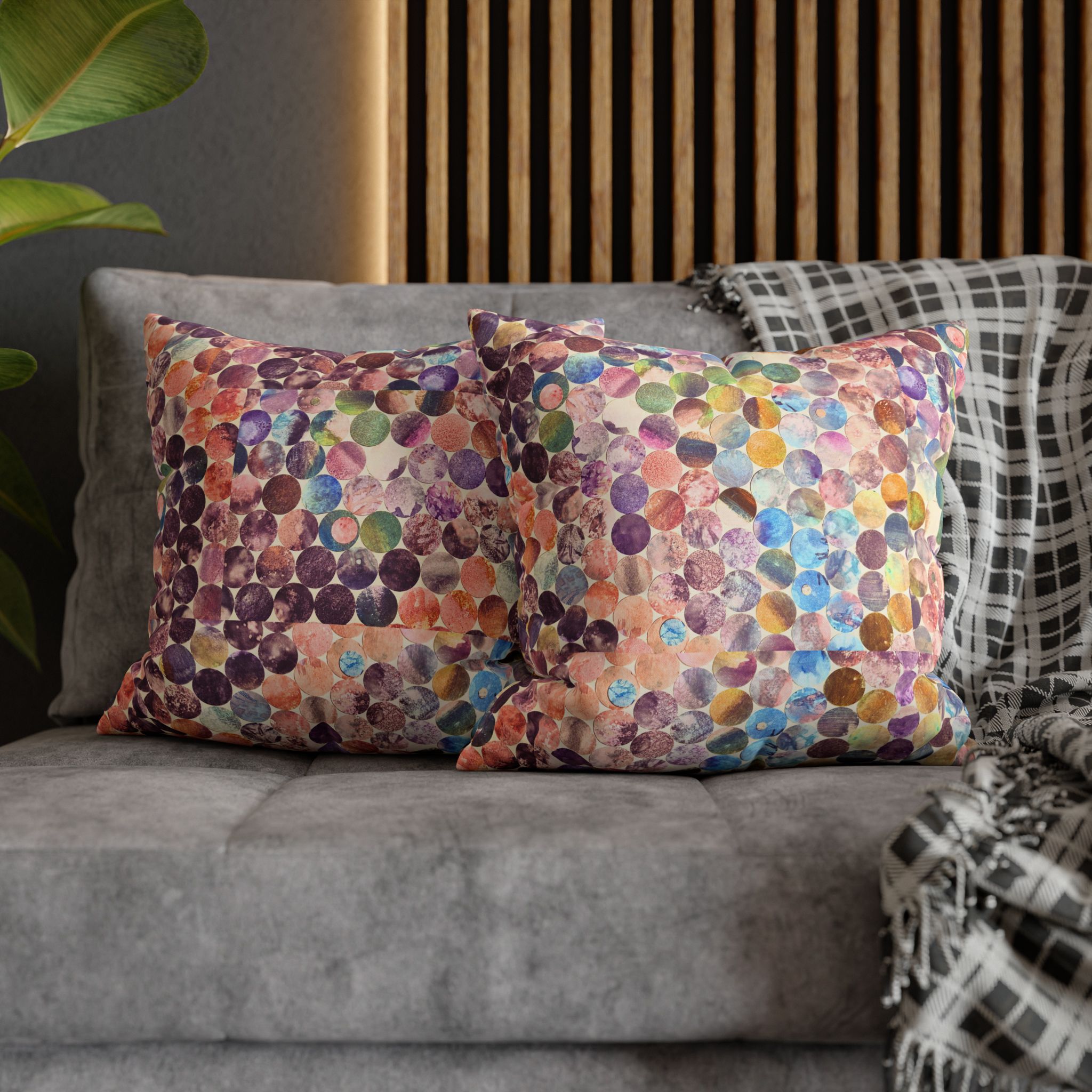 Canvas Square Pillowcase —Multicolored Paper Dots - Image 11