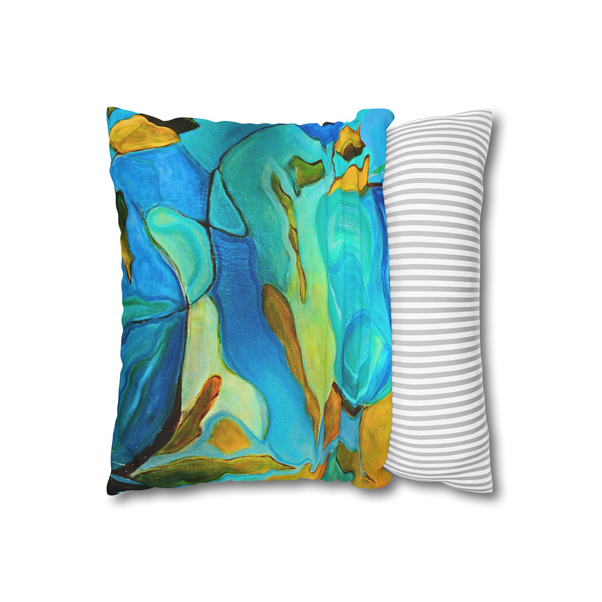 Canvas Pillowcase —River Muse Yellow, Blue and Green - Image 3