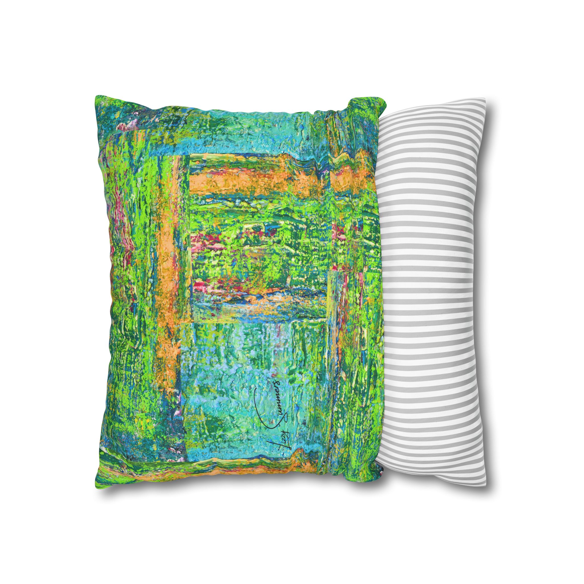 Abstract Canvas Pillowcase — Shimmering Neon Green - Image 9