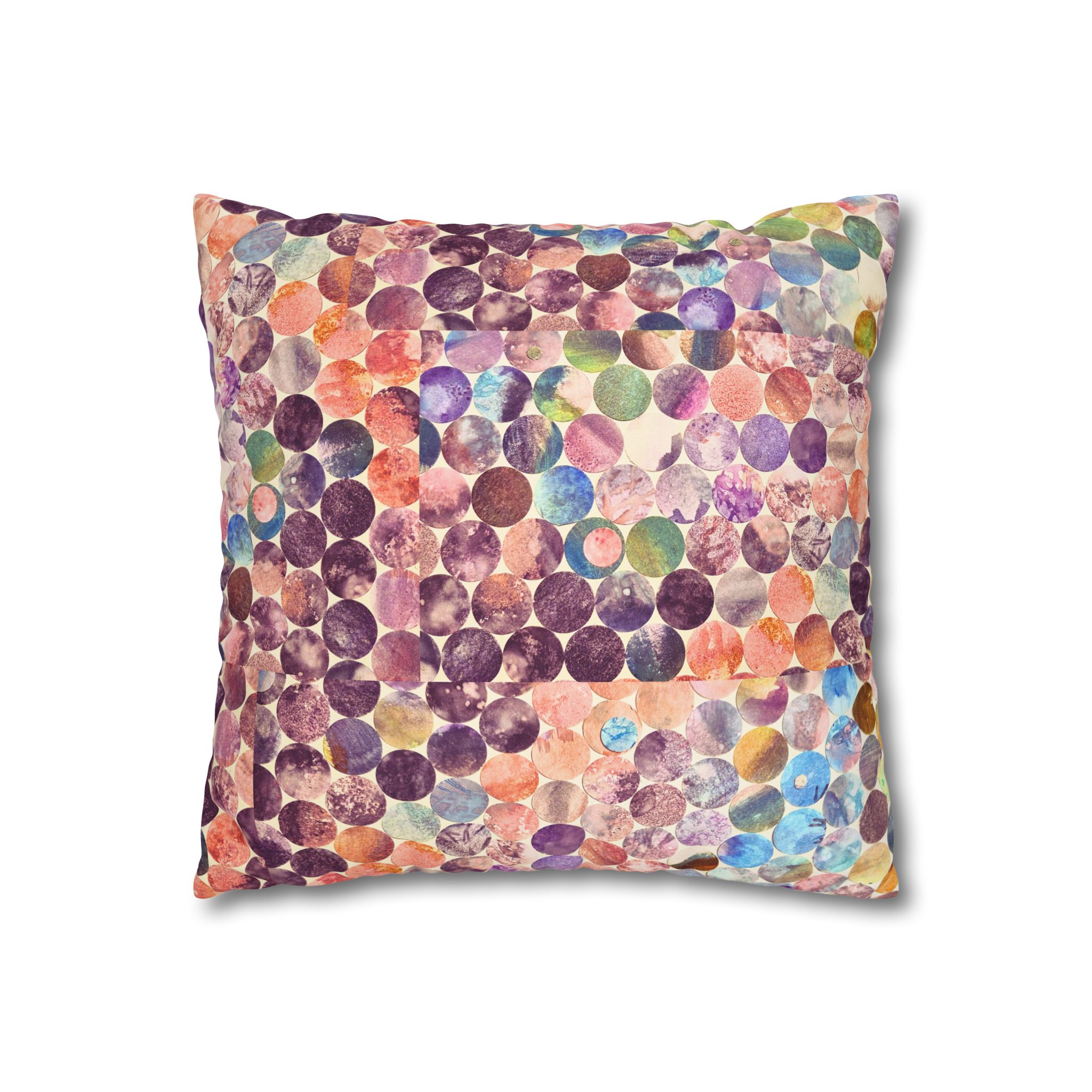 Canvas Square Pillowcase —Multicolored Paper Dots