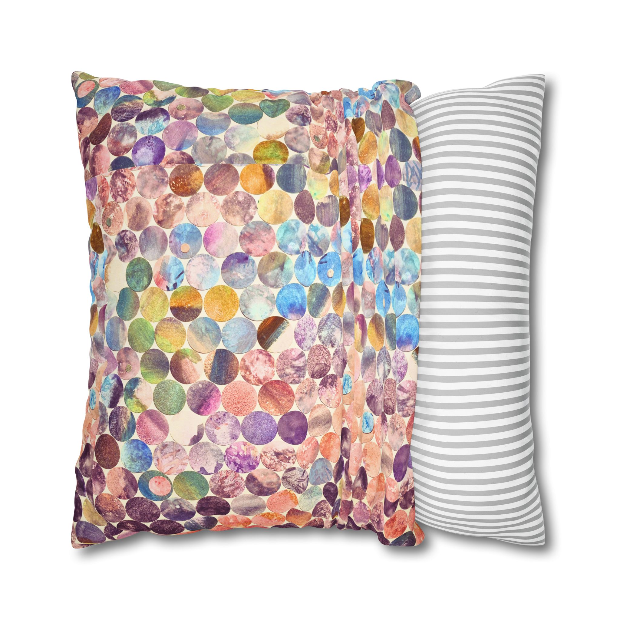 Canvas Square Pillowcase —Multicolored Paper Dots - Image 22